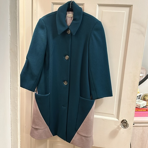 CARLEEN wool coat with geometric design - Picture 3 of 5